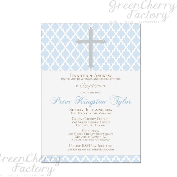 Items similar to Printable Baby Boy Baptism Invitation - Baby Blue ...