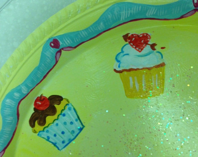 Cupcake Heaven - Silver Plated Tray - Hook on Back for Hanging