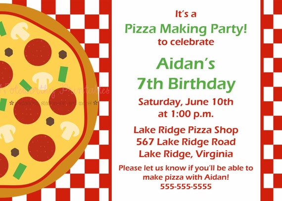 Printable Pizza Party Invitation