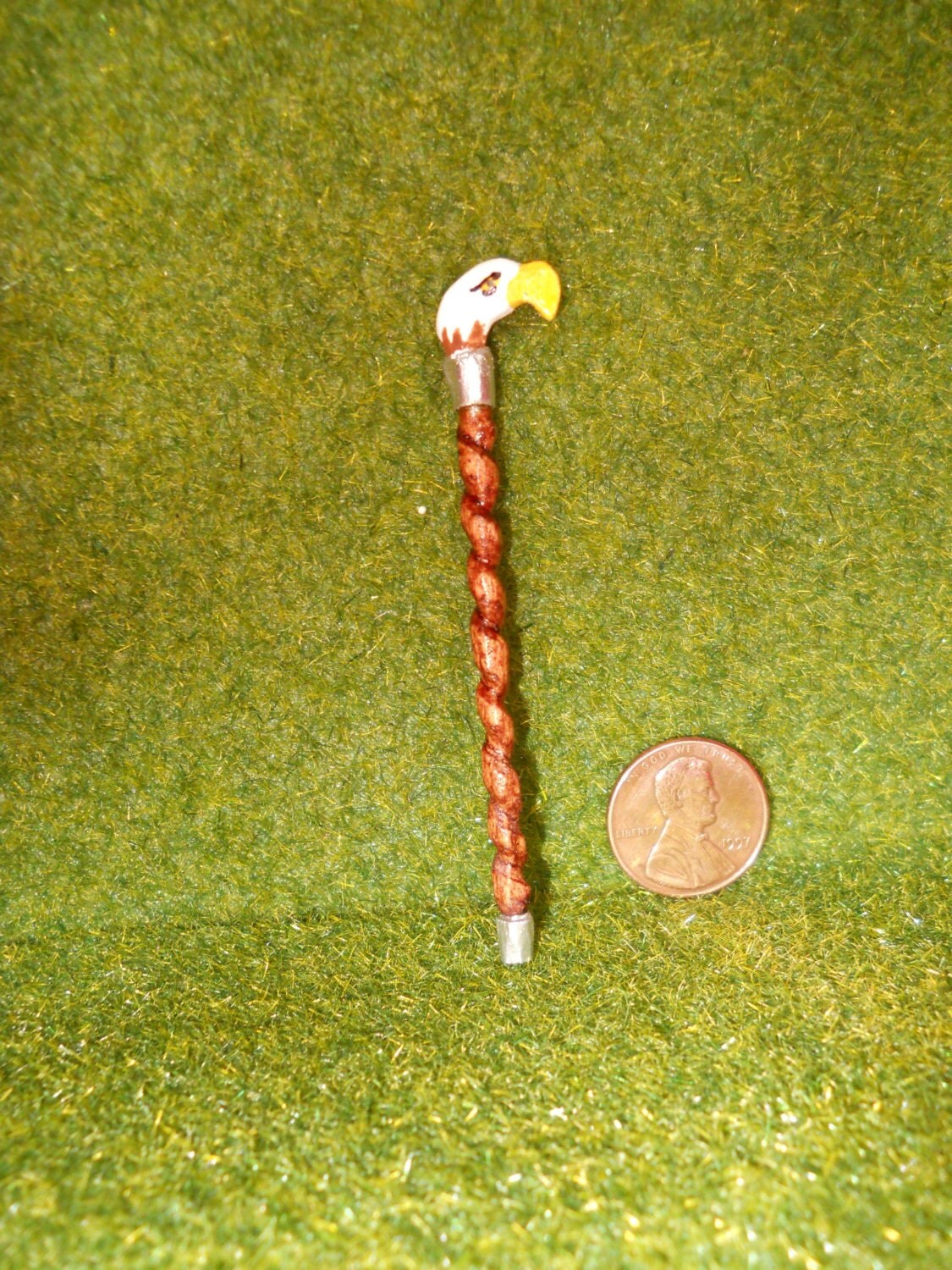 carved eagle head walking stick PM 04 Stick only