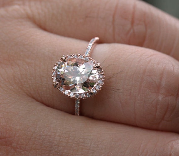 Rose Gold Morganite Engagement Ring in 14k Rose Gold With