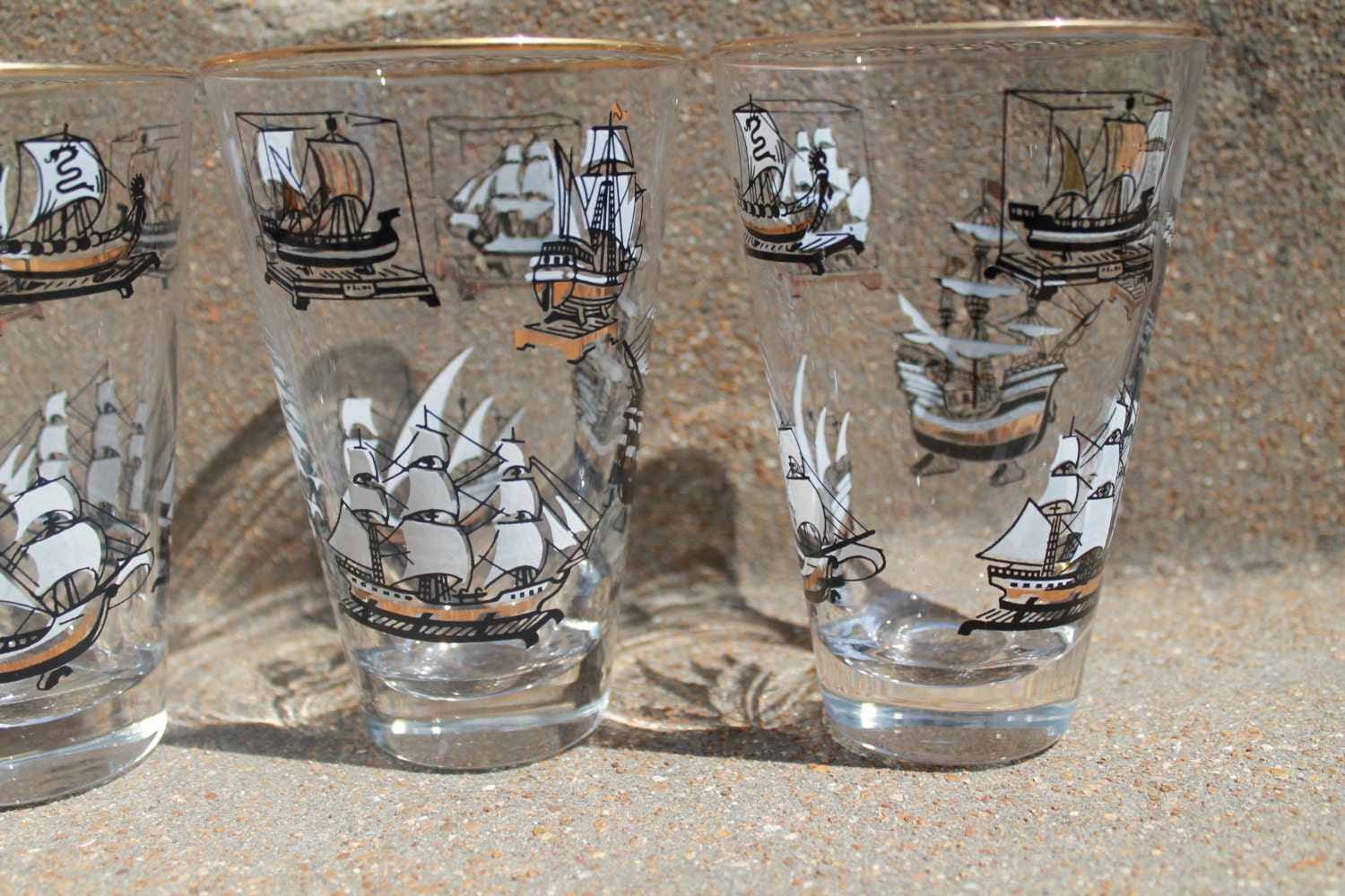 Nautical Bar Glasses Sailboat Cocktail Drinking Glasses