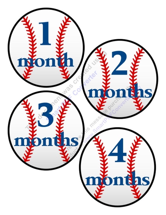 Printable Baseball Monthly Stickers by DenimandMe on Etsy