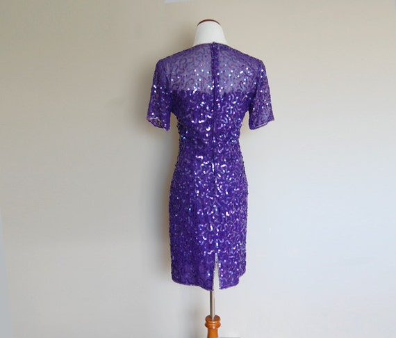 80s Party Dress / Sequin Dress / Purple Party Dress / 1980s