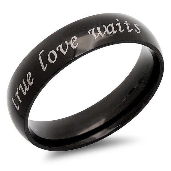 True Love Waits Stainless Steel Black Promise Ring Free