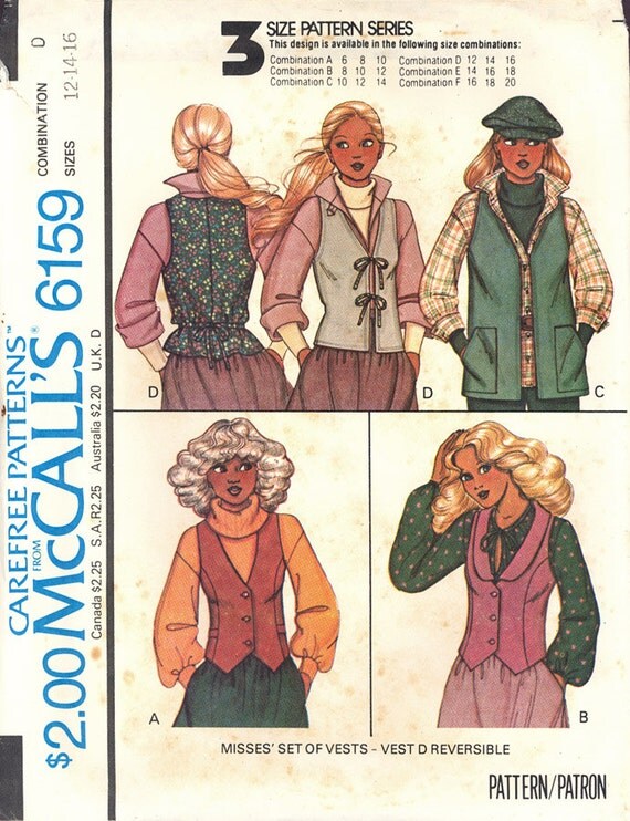 Vintage McCall's Pattern 6159 Size 121416 Misses'