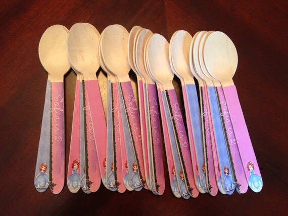 24 Wooden Forks or Spoons- Sofia The First Il_570xn