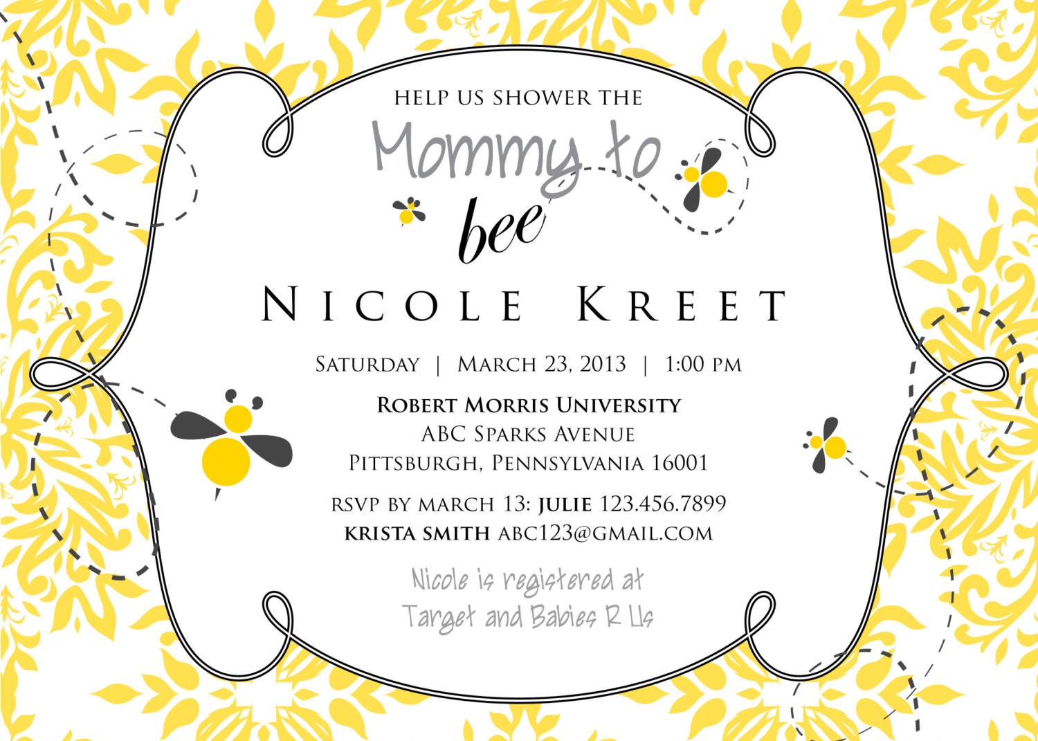 Mother To Bee Baby Shower Invitations 2