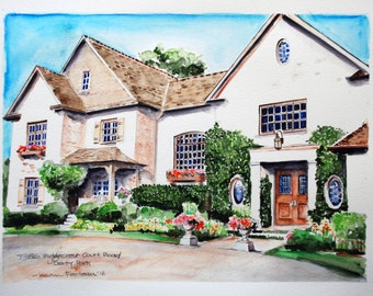 8" x 10" Custom Watercolor House Home Portrait