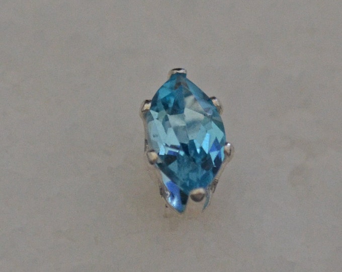 Topaz Studs, 10x5mm Marquise, Swiss Blue, Natural, Set in Sterling Silver E285
