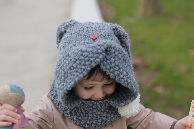 Rabbit Hood Knitting Pattern ZA?KA Toddler Child by KatyTricot