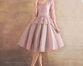 Violet dress Tulle Chiffon dress women dress fashion dress Long sleeve dress---WD047