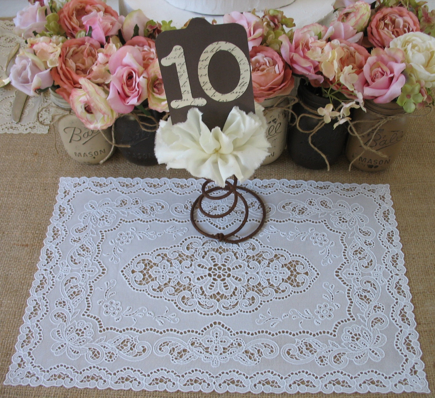 Vinyl Lace Doilies ONE DOZEN vinyl lace doilies Rustic