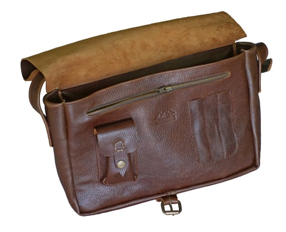 small brown leather messenger bag