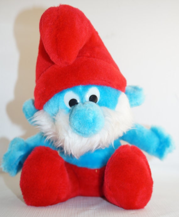 1979 Peyo Papa Smurf 10.5 Stuffed Plush Animal Doll