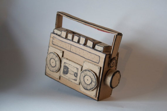 BOOM BOX Cardboard Sculpture by WasteofPaintProd on Etsy