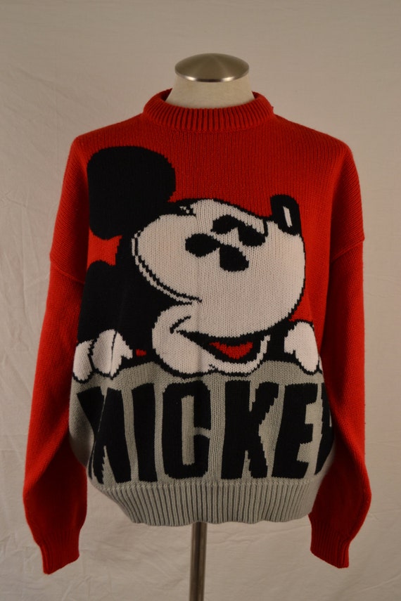 Sale Vintage 80's Oversized MICKEY MOUSE KNIT Sweater