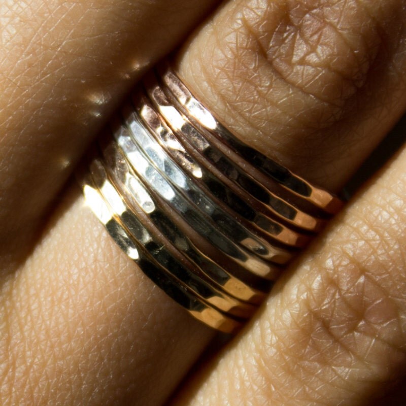 Set of 3 Metal Rings Tri Color Set by BuildaStack on Etsy