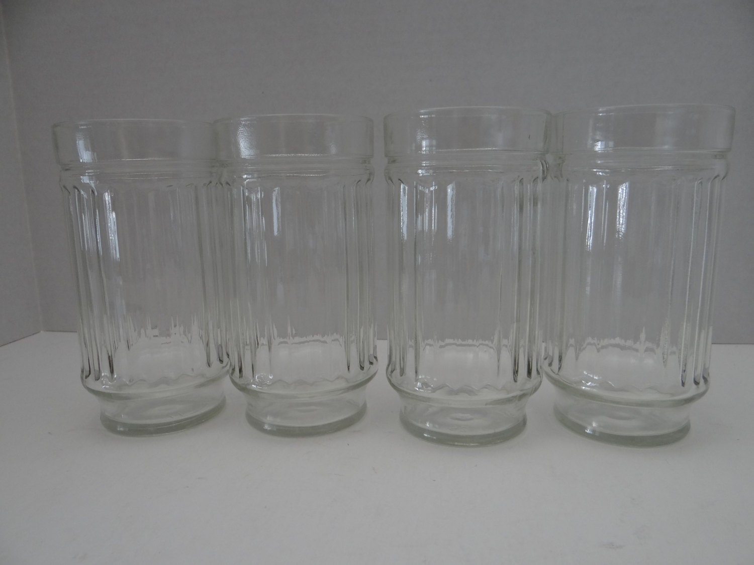 Beveled 1950s Restaurant Glass Drinking Glasses Set of 4