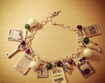 Vintage Votes For Women/ Suffragette Charm Bracelet. Handmade, Unique