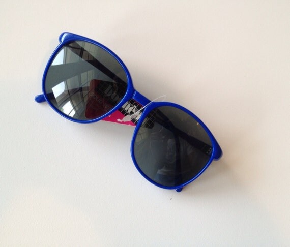 Vintage 80s Sunglasses Royal Blue Sunglasses Solid Tint by