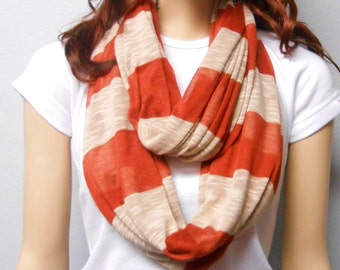 Rusty & Tan Stripes Infinity Scarf Super Soft Swearter Knit gift ideas