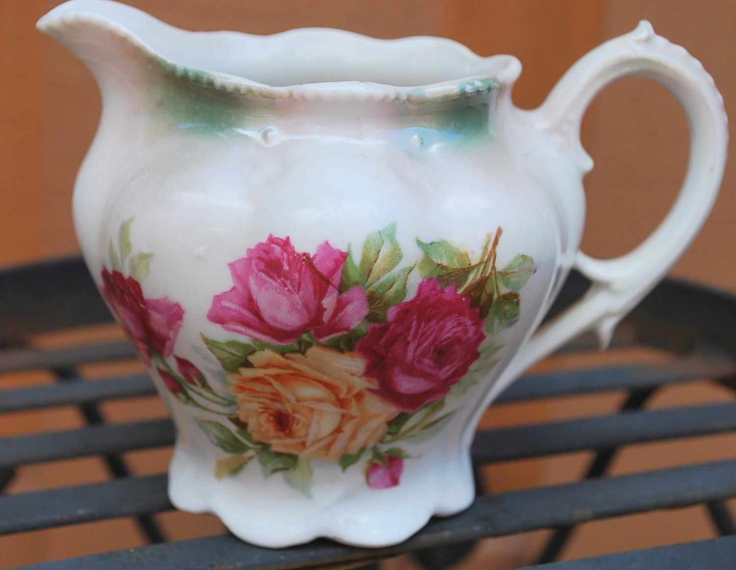 Vintage Porcelain Floral Creamer Germany Pitcher by MyBlueBag