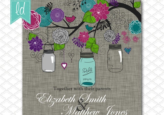 Purple and Turquoise Baby Shower Invitations