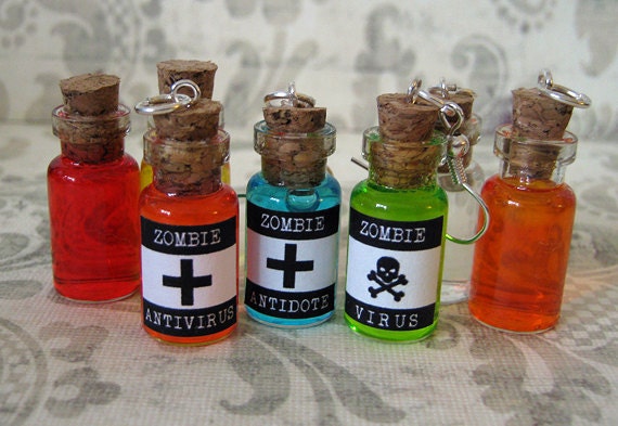 Zombie Virus / Antivirus / Antidote 1ml Glass Bottle Charm