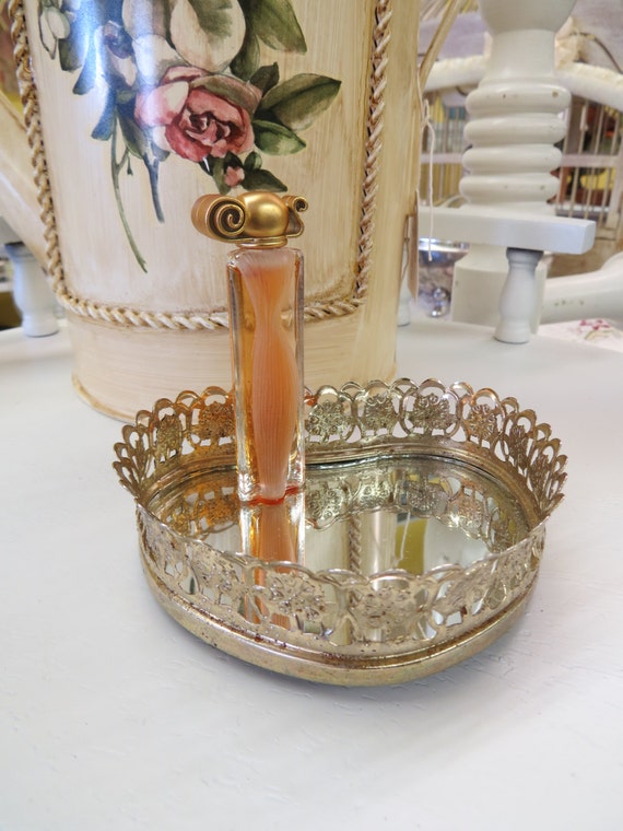 Vintage Gold Ornate Vanity Tray Perfume Tray Jewelry holder