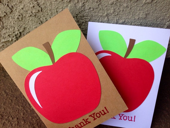 Items similar to Card Thank You Apple Teacher on Etsy