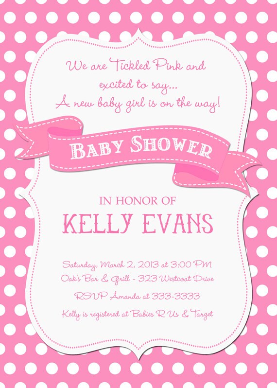 Pink Polka Dot Baby Shower Invitations 1