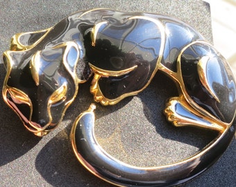 Women's Vintage 80's Trifari Black Panther Pin Brooch
