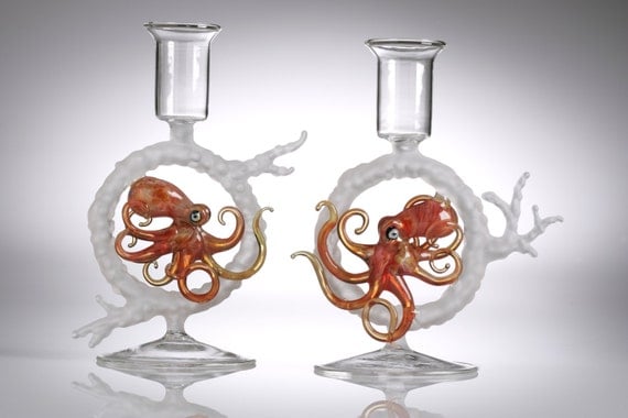 A Pair of Octopi candleholders