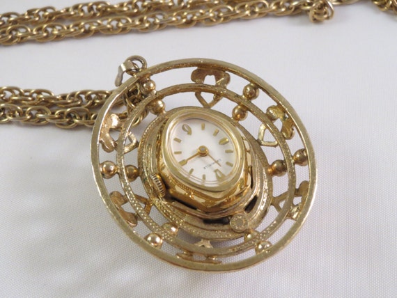 Vintage Caravelle Two-Sided Watch Necklace by ERAtiqueJewels