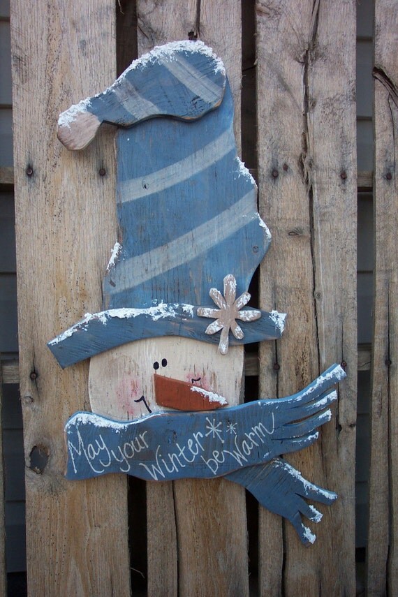 Items similar to Winter Greetings Snowman Wood Craft Pattern for Winter