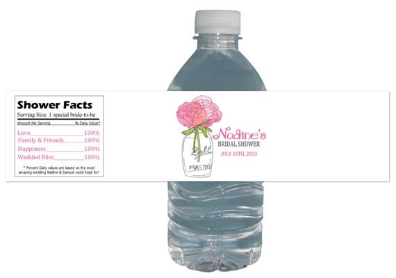 Peonies Mason Jar 15ct Waterproof Bottle Labels Customized Birthday Party Baby Shower Il_570xn
