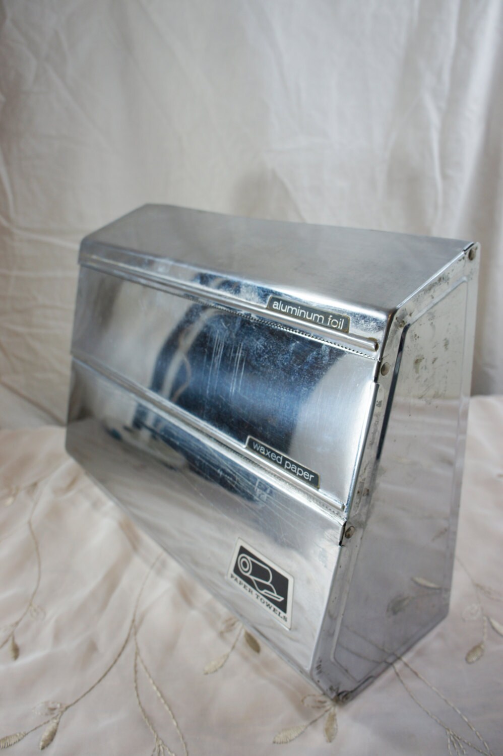 vintage chrome kitchen dispenser foil paper towels wax paper