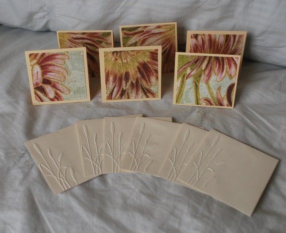 Set of 6 mini note cards with embossed envelopes  Blank Note Cards  Love notes