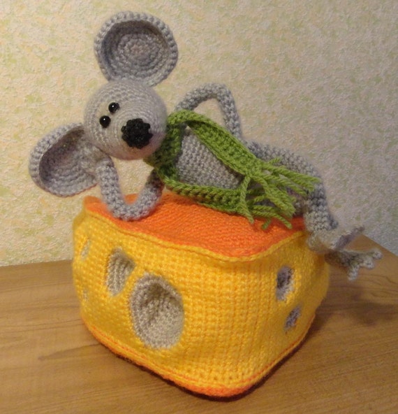 10% discount with coupon code Mouse and Cheese soft toy Hand crochet Stuffed Animals Amigurumi. Made to order.