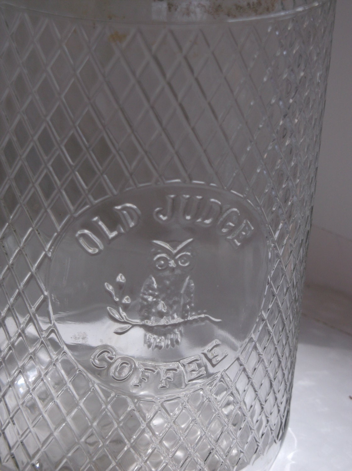 Old Judge Glass Coffee Jar with Zinc Lid