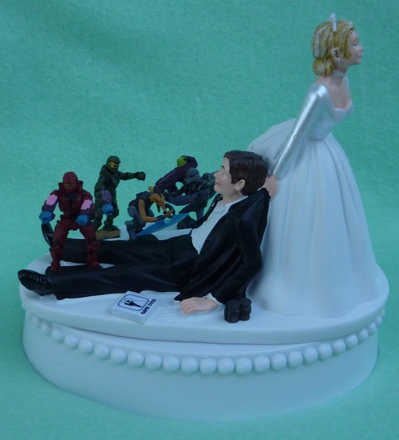  Wedding  Cake  Topper  Halo Video Game  Player Gamer  Gaming Themed