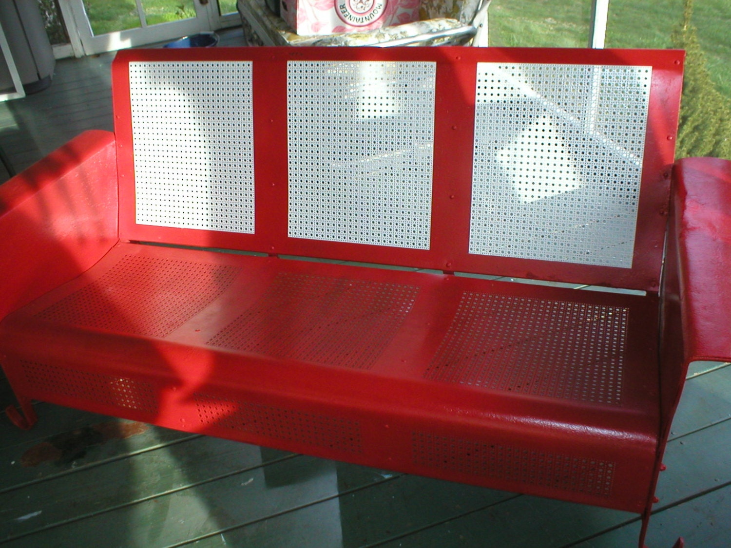 Vintage Metal Porch Glider fresh enamel paint