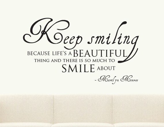 Keep Smiling Marilyn Monroe Quote Wall Sticker Mural par