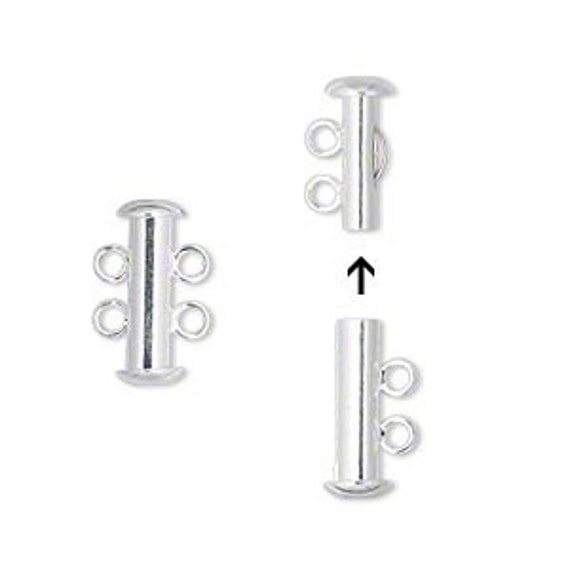 2 Clasps 2strand slide lock clasp silverplated brass by KallyCo