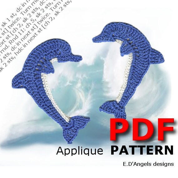 Crochet pattern Crochet Two DOLPHINS Applique Pattern