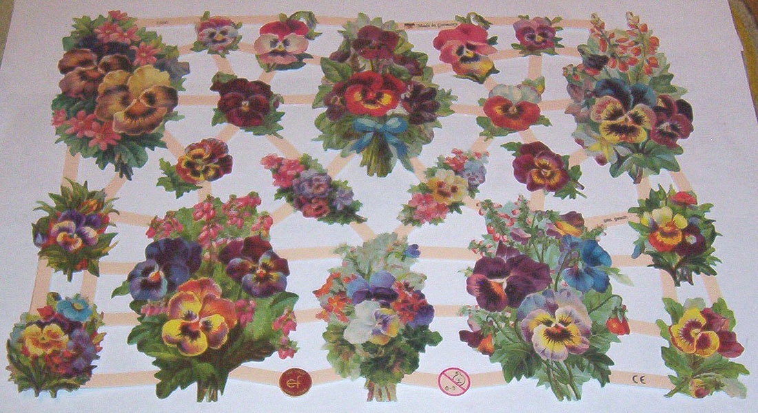 New German Victorian Easter spring pansy pansies by