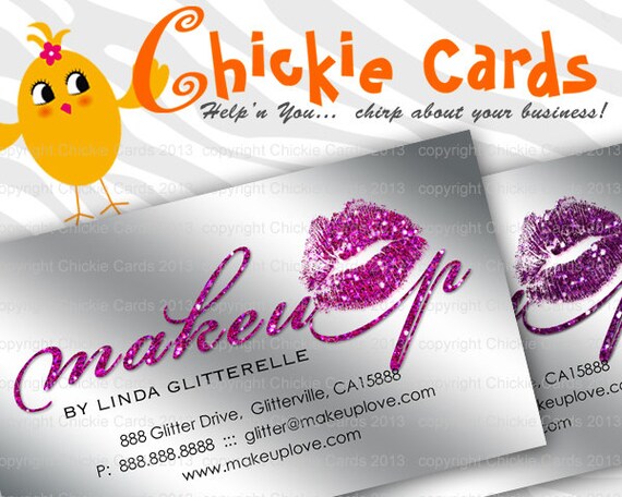 Items similar to Makeup Business Card Glitter Lips ...