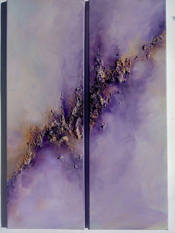 Purple Abstract Sky Art...Original Diptych Abstract Modern