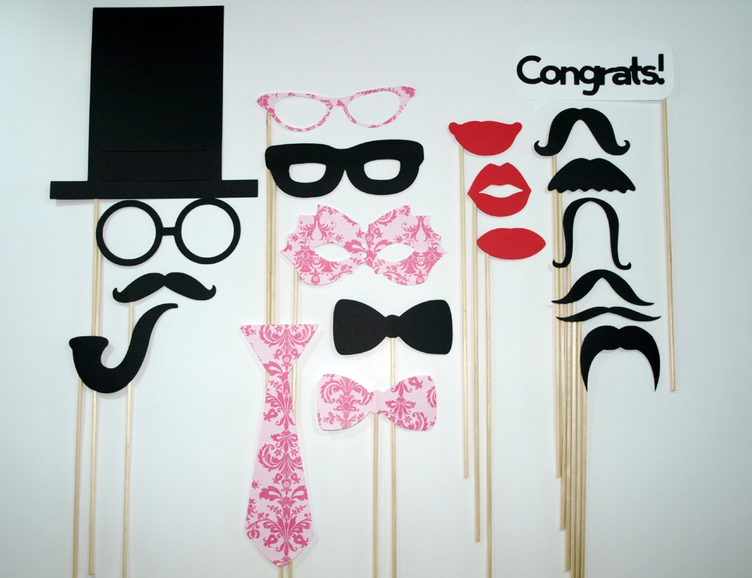 Photo Booth Props / Stick Props / Wedding / Birthday Party